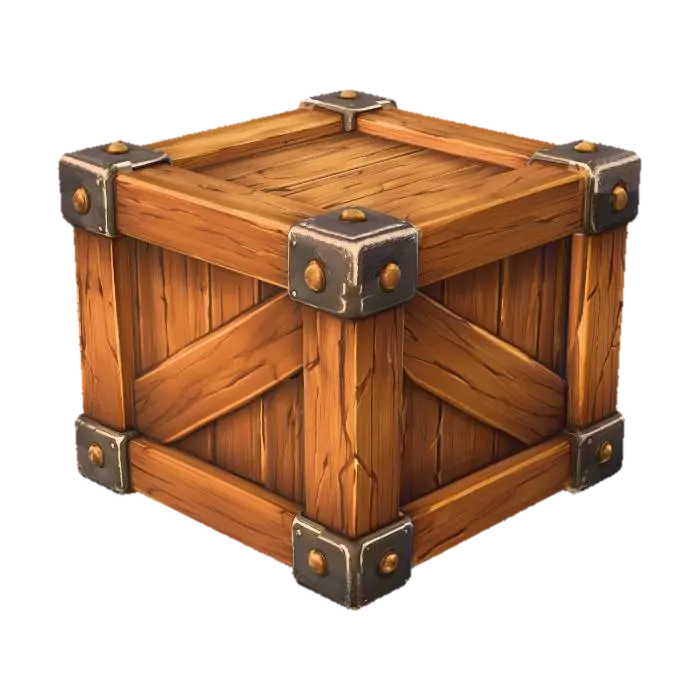3D-модель Ironbound Timber Crate - Industrial, згенерована ШІ