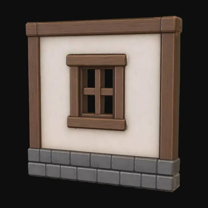 3D model for Rustic Timber-Framed Wall with Small Window