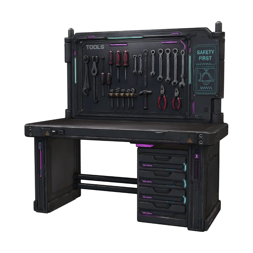 Neon Toolbench - Lantern 3D model, vytvořený pomocí AI
