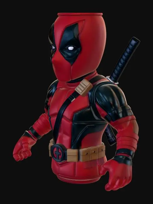 3D model for peut tu me créer un décapsuleur de canette de verre en forme de deadpool avec sais couleur origine a imprimer en 3d