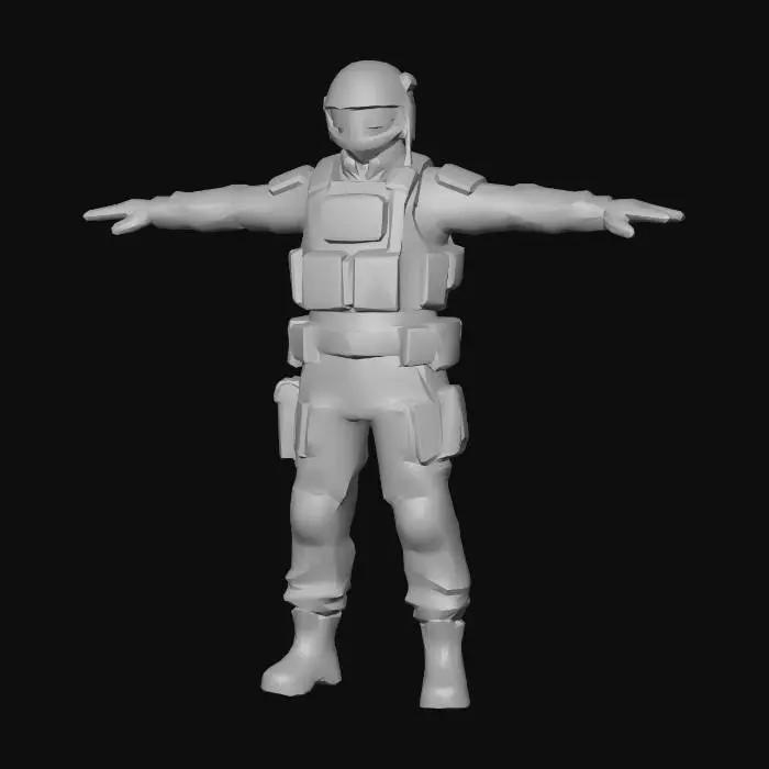 3D model for Green Tactical Soldier in T Pose