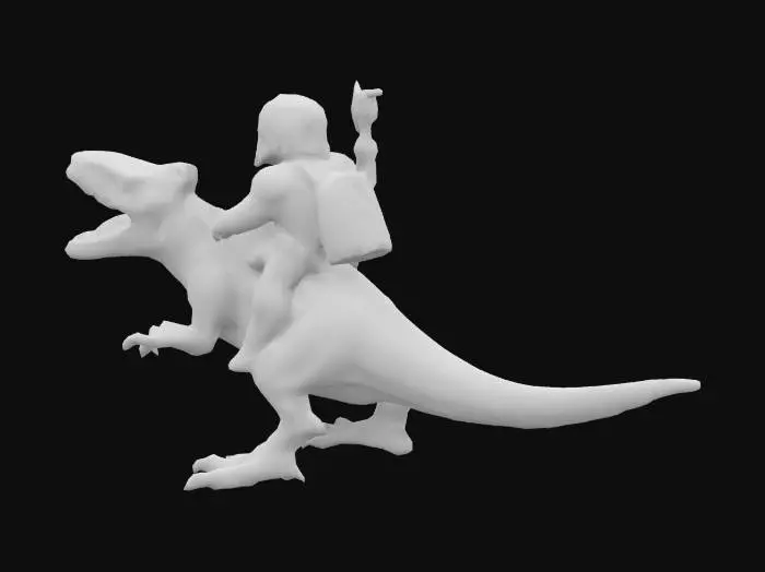 3D model for Boba Fett riding a dinosaur
