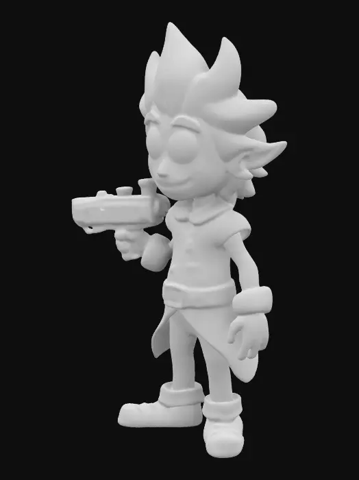 3D model for an elf but styled like rick from rick and Morty with a portal gun, #ChristmasAdventure#