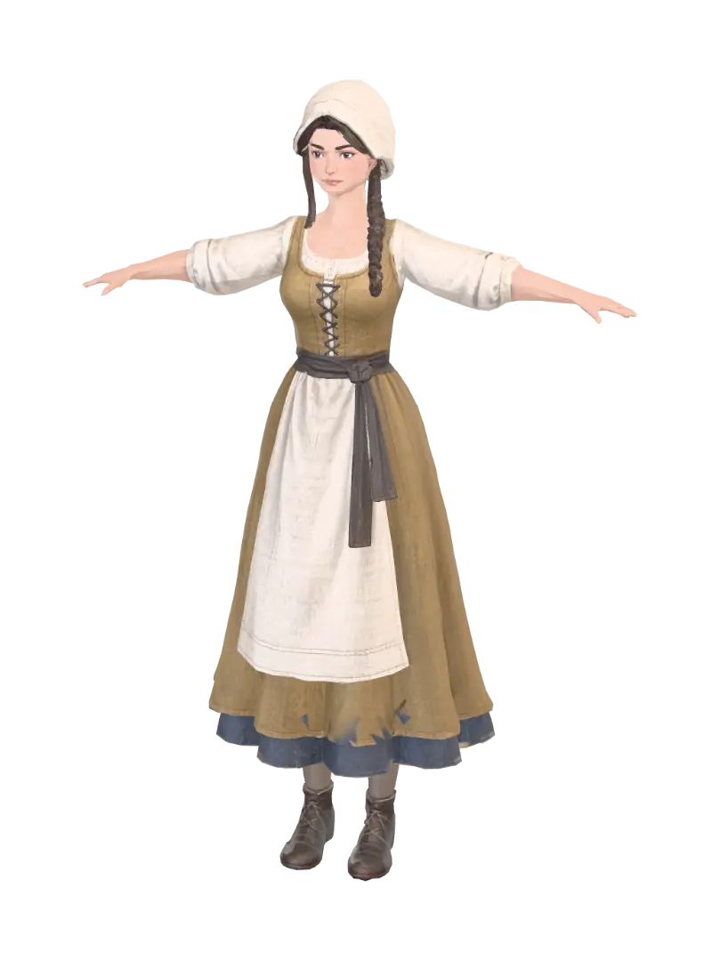 Village Maiden T-Pose - Neutralpose 3D model, vytvořený pomocí AI