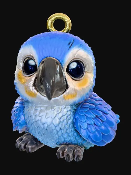 3D model for Blue Parrot Charm
