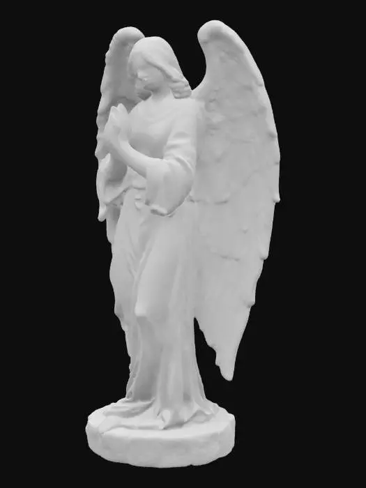 3D model for Uma estátua de anjo de cemitério , feita de pedra e com uma base de pedra.