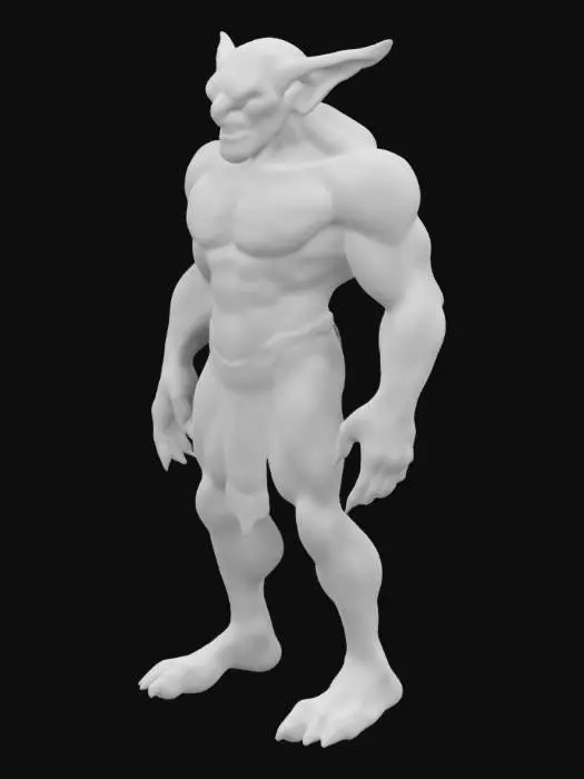 3D model for An albino goblin figure with a satanic tattoo, tall, muscular, well-developed abdominal muscles, long legs, a big butt, and big breasts. It has multiple spindly limbs, veins glowing red, and a terrifying yet delicate white surface decorated with many round holes that glow green. It is covered with scars, rich in details, and has well-developed muscles all over its body. It has a fantasy design and an A-position pose.