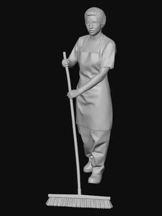 3D model for Worker with Broom