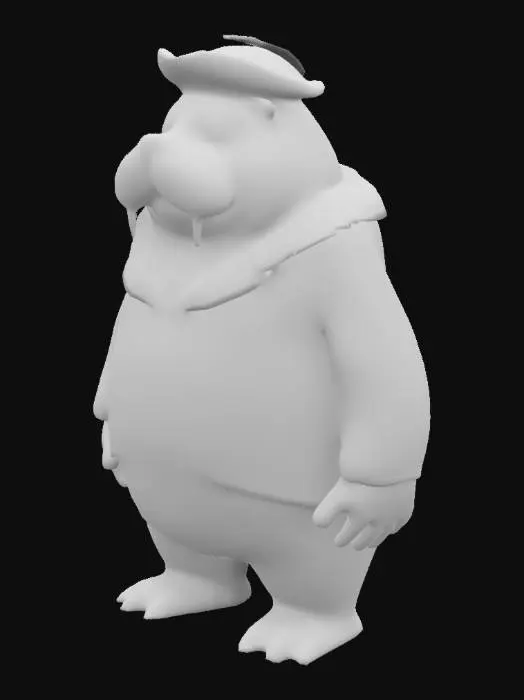 3D model for a hyper realistic humanoid walrus, dressed as a sailor, T - POSE very detailed outfit, perfect geometry 