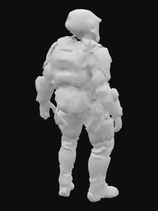 3D model for Gere um modelo 3D de um super soldado Ultra realista Futuristico das Forças Especiais, o soldado deve conter rig e equipamentos taticos para um jogo na CryEngine, o soldado não pode ser igual, mas deve ser inspirado no personagem Master Chieff e e no personagem do jogador principal da serie Crysis (Uma armadura ultra realista em um corpo geneticamente modificado), algo unico (a armadura deve ser da cor preta e cinza e a viseira de seu capacete vermelha, seu capacete é semelhante a um capacete de motocross mas ultra realista cheio de acessorios, como lanternas, lasers etc), possui uma armadura exoesqueleta camuflada