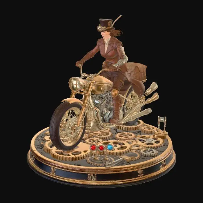 3D model for Clockwork Cyclist on a Gear-Driven Motorcycle