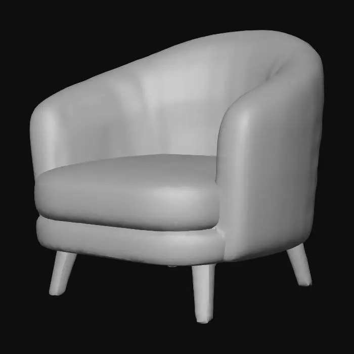 3D model for Cream Leather Armchair