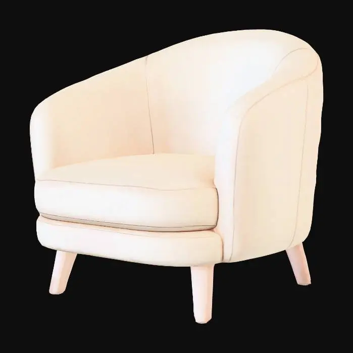 3D model for Cream Leather Armchair