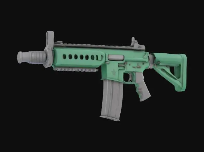 3D model for Imagine a cartoon old AR-15. Professional texture. Professional quality. Clean geometry. Ensure there is no broken meshes.