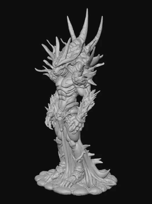 3D model for Spiky rock monster without feet. Statue like with lots of stony spikes. Angel statue with spikes