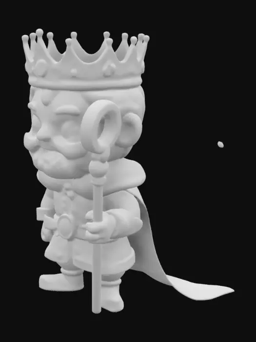 3D model for create mini figure, 3 cm tall figure, King Richard 1 Lionhearth, ultra detailed, medieval,figure 3 cm tall, figure hold in right hand detailed gold scepter and on the head have gold king crown. , figure look like from clash of clans and cartoon style