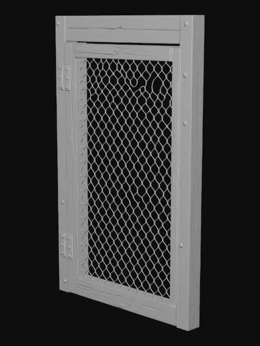 3D model for Rustic Wooden Door with Wire Mesh