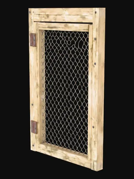 3D model for Rustic Wooden Door with Wire Mesh