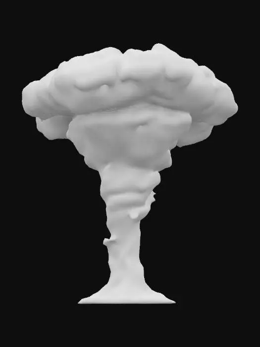 3D model for a 10-meter tall highly-detailed tornado funnel cloud game-piece on a hex-base. 4K UHD