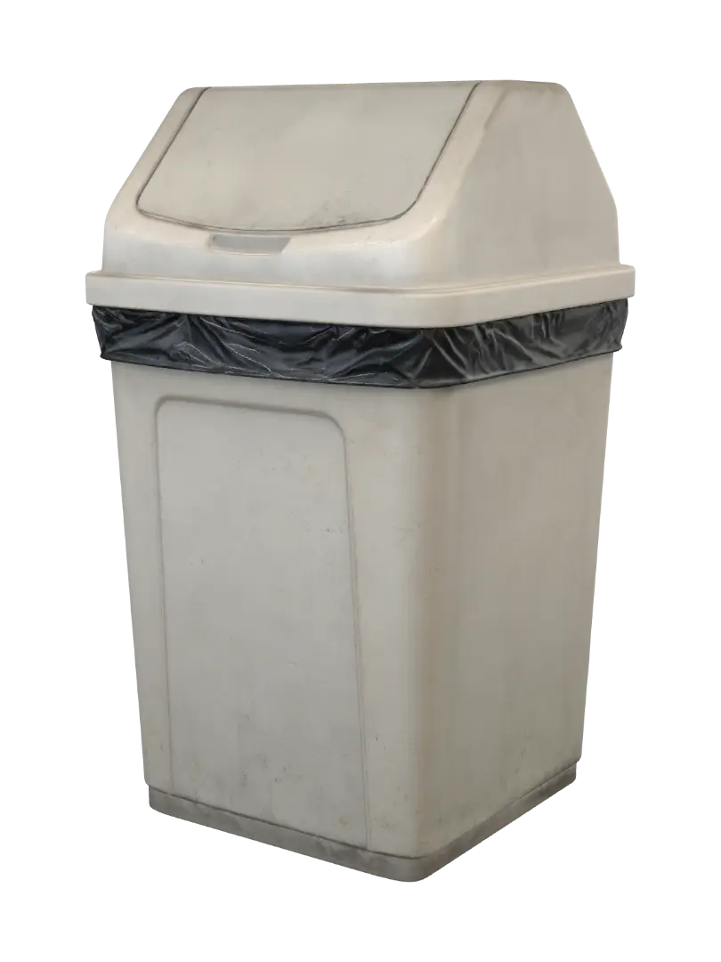Dusty beige trash can with lid 3D model, vytvořený pomocí AI