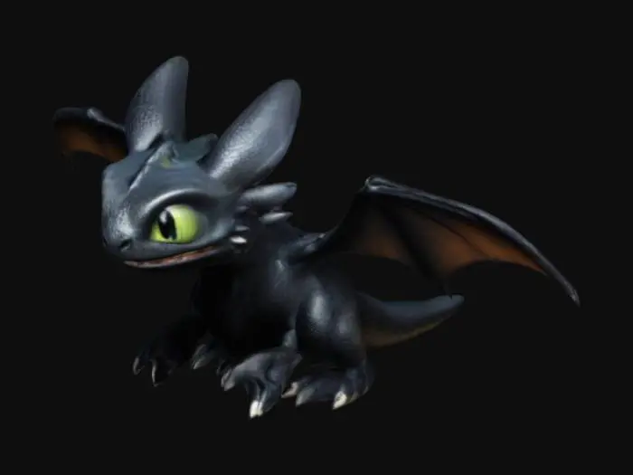 3D model for the Toothless Dragon from How to train your dragon series , highly detailed, Look-alike the Real one