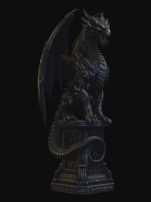 3D model for Obsidian Dragon on a Runic Pedestal