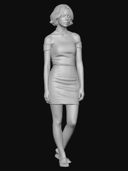 3D model for Noir Off-Shoulder Dress