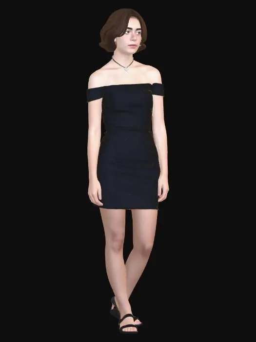 3D model for Noir Off-Shoulder Dress
