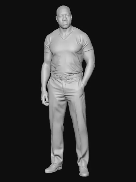 3D model for Man in Black T-Shirt and Dress Pants
