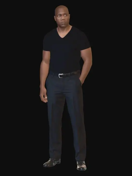 3D model for Man in Black T-Shirt and Dress Pants