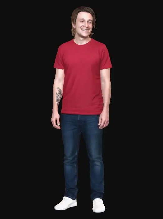 3D model for Casual Red T‑Shirt Portrait
