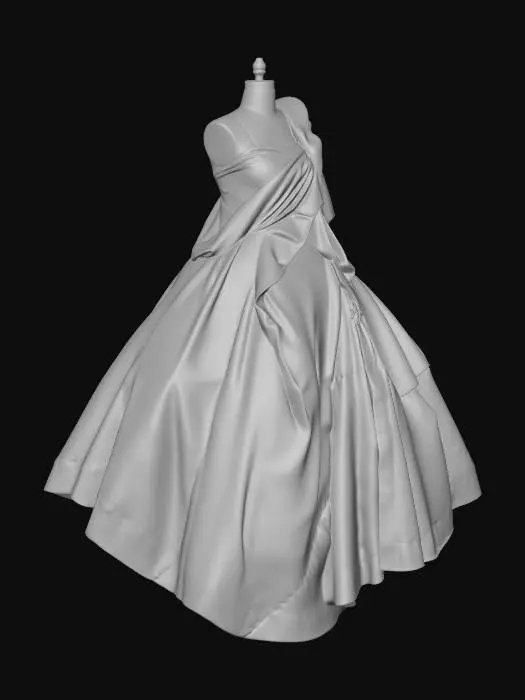 3D model for Ivory Draped Cascade Gown