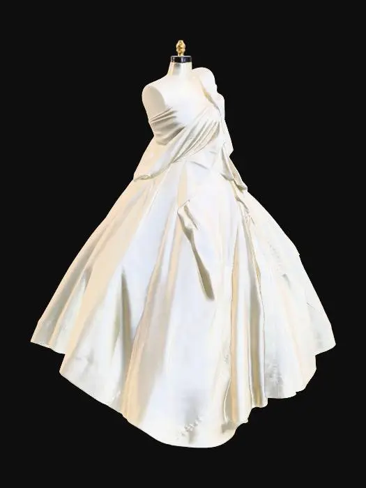 3D model for Ivory Draped Cascade Gown