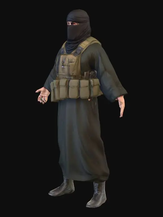 3D model for TERRORISTA ISLAMICO CON ROPA MILITAR, ESTILO REALISTA