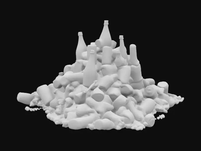 3D model for a giant pile of old cans and bottles trash