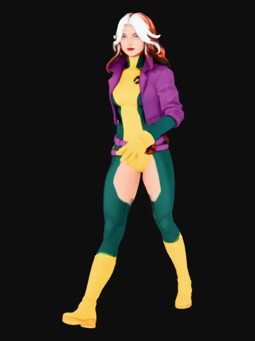 3D model for Comic Heroine in Yellow and Green Outfit