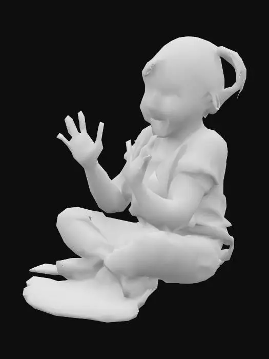 3D model for girl playing a slime in her bedroom