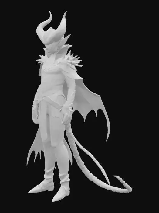 3D model for gotcha character, male with horns and a devilish tail. gothic like