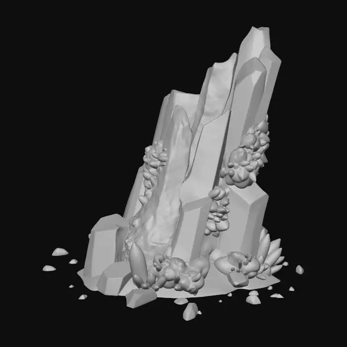 3D model for An active underwater geothermal vent. An angular, mineral-encrusted stone pipe formation with a glowing red fissure at the top. Particles of bubbles and heat distortion implied. Hazardous terrain piece.