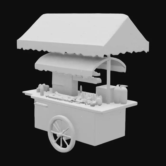 3D model for local hot dog stand, hot dogs and sauce bottles on top, small minibar next to the stand, photorealistic, 4k, masterpiece