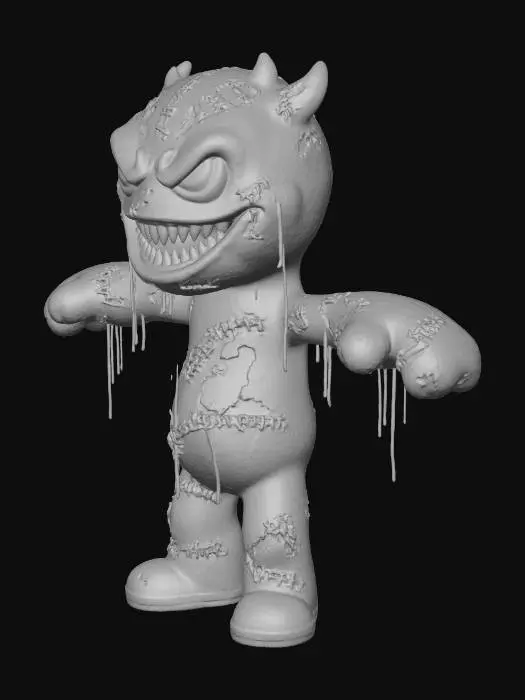 3D model for A sock puppet of pure evil, Front view, t-pose #villain#