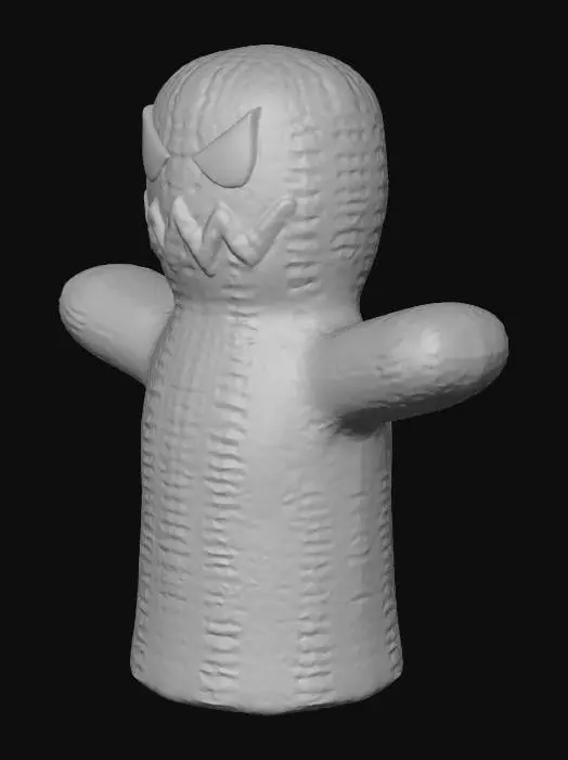 3D model for t-pose of an evil sock puppet. front view. 100% white background #villain#