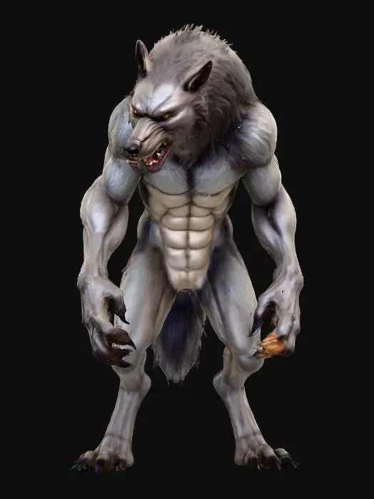 3D model for A two-legged werewolf standing on its hind legs in mid-attack, with ultra-realistic fur details. , #Halloween2025#