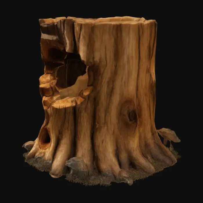 3D model for 一颗写实的树桩，上面有个树洞