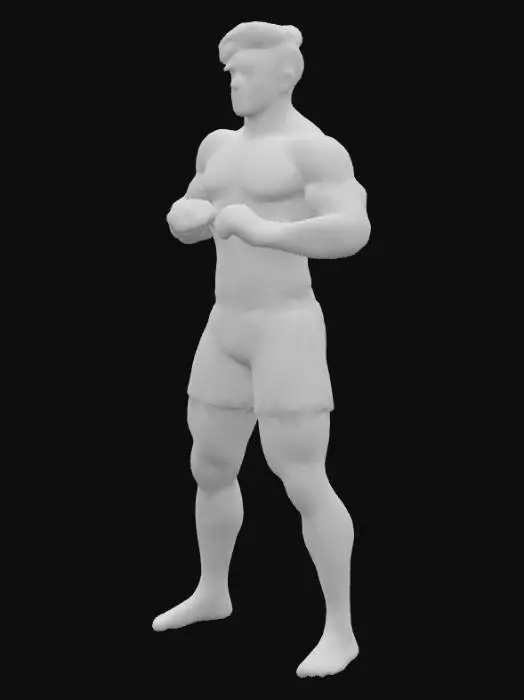 3D model for The main character, a young man of medium height with black hair, dressed in underwear.