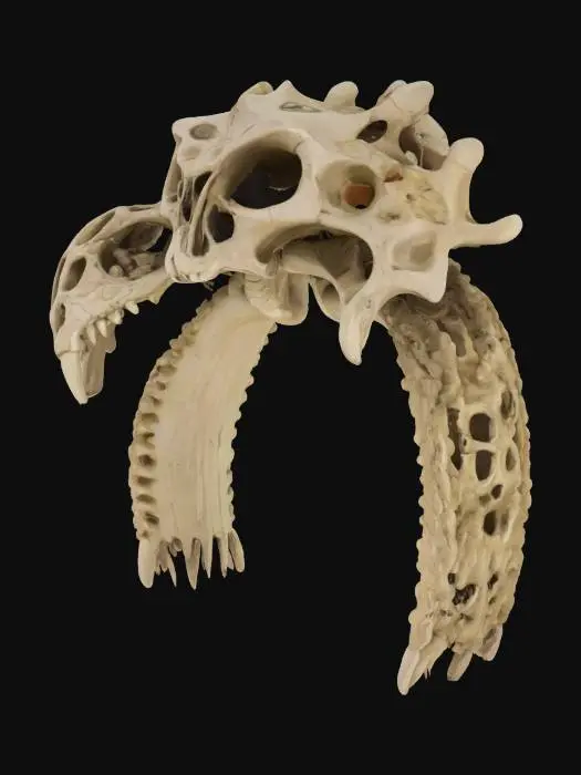 3D model for an #arch# made out of the giant skull of a dragon