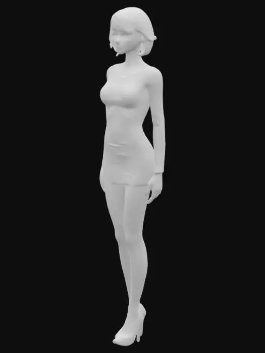 3D model for Photorealistic pretty girl, short hair, wearing pantyhose and mini skirt, Highly Detailed, stand position, reasonable limbs，3D style, Full Body, 4K texture, #realistic#