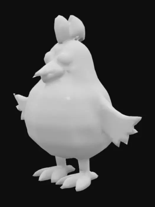 3D model for uma galinha em pose T pronta pra textura, a galinha vai ser pra um jogo de luta, ela tem que ficar boa pra rig, galinha normal redondinha
