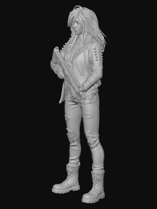 3D model for can you make an edgy girl with an AR on in hand