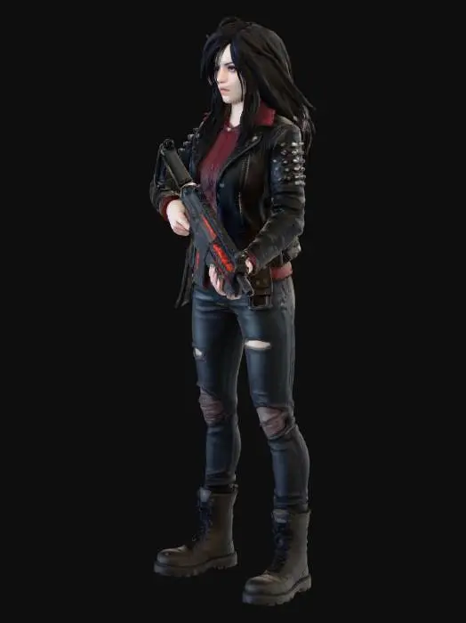 3D model for can you make an edgy girl with an AR on in hand